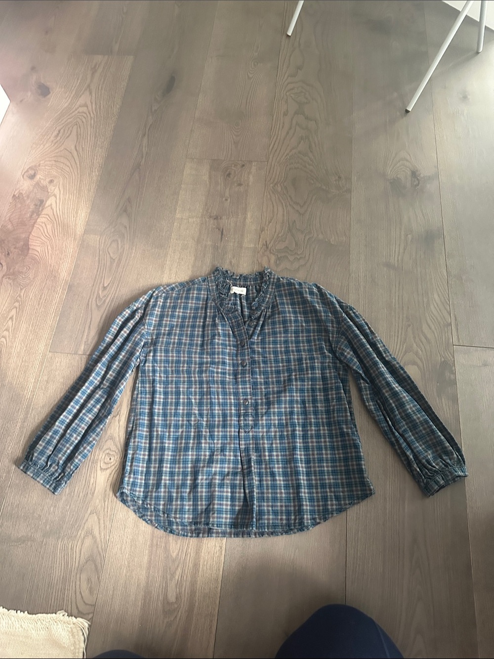 Madewell Blue Plaid Button-Front Blouse